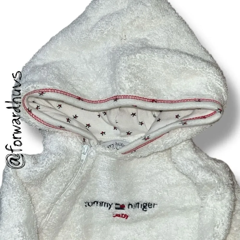 Tommy Hilfiger Infant Bath Wrap – One Size – Hooded Zip-Up – 100% Cotton